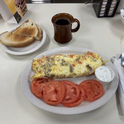 Dimitri's Coney Island - Greek Omelette, sliced tomatoes instead of hash browns
