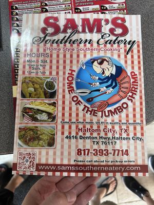Menu photo 1 Sam’s Southern Eatery Haltom City, TX Menu photo 1 Sam’s Southern Eatery Haltom City, TX
