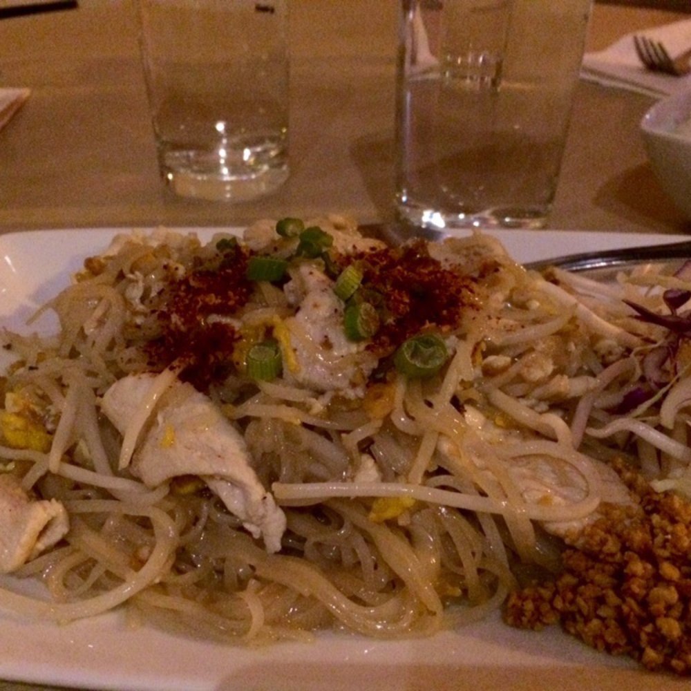 Naam Thai Cuisine - Country style phad thai with chicken- thinner noodles and a tamarind-based sauce - Thai Near Me - Seattle, Washington Naam Thai Cuisine - Country style phad thai with chicken- thinner noodles and a tamarind-based sauce - Thai Near Me - Seattle, Washington