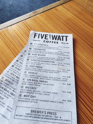 Menu photo 4 Five Watt Coffee Minneapolis, MN