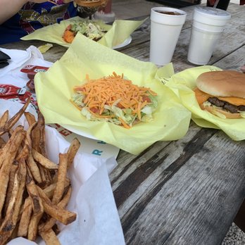 Chris Madrid's - Regular home cut fries, one chalupa, and a cheesy burger. - Burgers Near Me - San Antonio, Texas