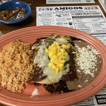 Amigos Mexican Restaurant - Enchiladas Cancun w Chicken and it - Mexican Near Me - Bishop, California Amigos Mexican Restaurant - Enchiladas Cancun w Chicken and it - Mexican Near Me - Bishop, California