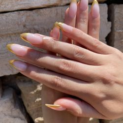 Benz Nails Spa - Gold chrome french tip