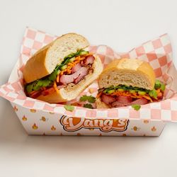 Dang's Grub - Char siu pork bánh mì with pickled carrots and cucumber, and cilantro