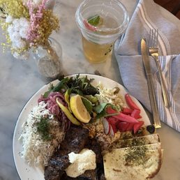 Iced Herbal Mint Tea and Hummus & Steak Plate 10/10 Iced Herbal Mint Tea and Hummus & Steak Plate 10/10