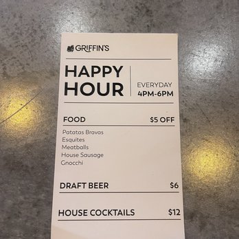 Griffin's - Happy Hour menu - New American Near Me - Brea, California