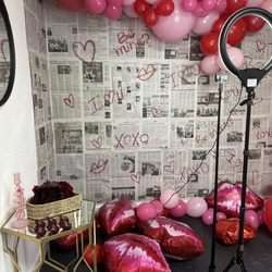 House of Beauty Aesthetics - Photo wall set up for Galentine's event!