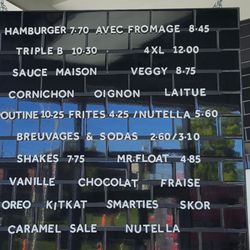 L'Hamburger - Le menu