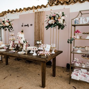 Amigo Event Rentals - Antique Vineyard table, Gold Shelving, various risers, and cake stands. - Party Equipment Rentals Near Me - Ventura, California Amigo Event Rentals - Antique Vineyard table, Gold Shelving, various risers, and cake stands. - Party Equipment Rentals Near Me - Ventura, California