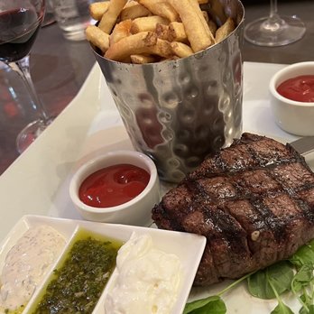 Bardot - The 10 oz Filet came with 3 dipping sauces and 2 sides (I selected double fries) - New American Near Me - Claremont, California Bardot - The 10 oz Filet came with 3 dipping sauces and 2 sides (I selected double fries) - New American Near Me - Claremont, California