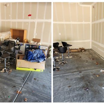 Pericles Junk Removal - Before and after garage clean out get more space by cleaning out your garage call for free estimate - Junk Removal & Hauling Near Me