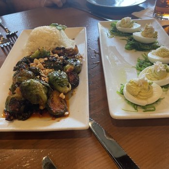 The Hammond Kitchen + Craft Bar - Brussel sprouts and California Deviled Eggs - Tapas/Small Plates Near Me - Camas, Washington The Hammond Kitchen + Craft Bar - Brussel sprouts and California Deviled Eggs - Tapas/Small Plates Near Me - Camas, Washington