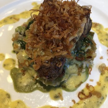 American Bounty Restaurant - Strip steak on creamed spinach! - New American Near Me - Hyde Park, New York