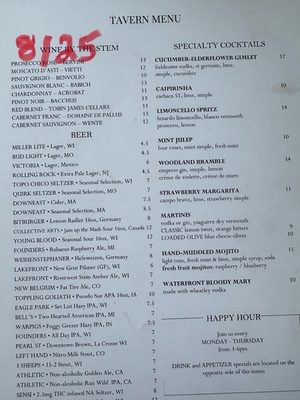 Menu photo 1 The Waterfront Restaurant & Tavern La Crosse, WI Menu photo 1 The Waterfront Restaurant & Tavern La Crosse, WI