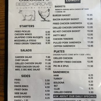 Gregorys Beechgrove Country Store - New menu - Salad Near Me - Beechgrove, Tennessee Gregorys Beechgrove Country Store - New menu - Salad Near Me - Beechgrove, Tennessee