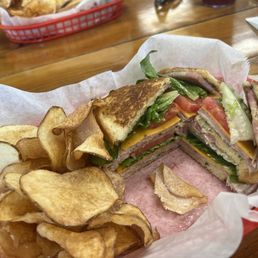 Turkey club with salt and vinegar chips