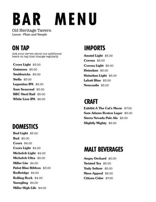 Menu photo 7 Olde Heritage Tavern Lenox, MA