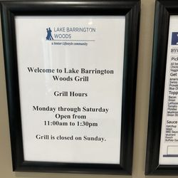 Lake Barrington Woods Grill - Hours
