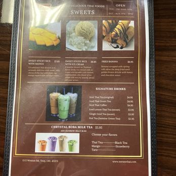 Tee Nee Thai - Menu front - Thai Near Me - Troy, Ohio
