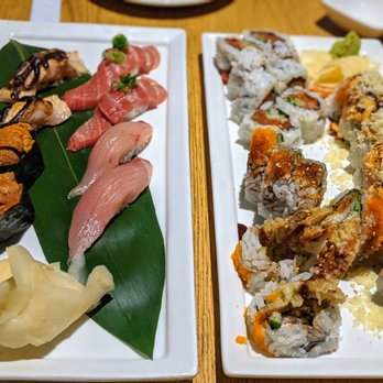 Oto Sushi - L to R by column: 1: OMG! salmon, uni 2: Otoro, hamachi 3: Spicy tuna, spider roll 4: Seared salmon roll - Japanese Near Me - Redmond, Washington Oto Sushi - L to R by column: 1: OMG! salmon, uni 2: Otoro, hamachi 3: Spicy tuna, spider roll 4: Seared salmon roll - Japanese Near Me - Redmond, Washington