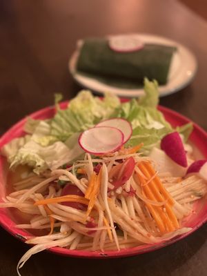 Photo of September In Bangkok - New Haven, CT, US. Papaya salad w/Sticky Rice