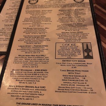 Brass Ring Brewing - Menu as of Oct 2025 - Brewpubs Near Me - Grand Rapids, Michigan