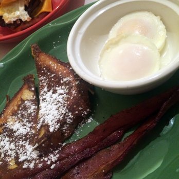 Christie's - French Toast w/ poached eggs and bacon - Breakfast & Brunch Near Me - Burlingame, California Christie's - French Toast w/ poached eggs and bacon - Breakfast & Brunch Near Me - Burlingame, California