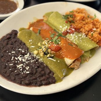 Cha Cha's Latin Kitchen - Three Enchilada Combination (cheese, chicken, crab & shrimp) - Mexican Near Me - Irvine, California Cha Cha's Latin Kitchen - Three Enchilada Combination (cheese, chicken, crab & shrimp) - Mexican Near Me - Irvine, California
