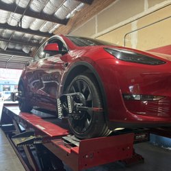 Fierros Tires & Wheels - Tesla Model Y four wheel alignment San Jose