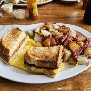 Timber Valley Restaurant - Scrambled eggs, sourdough toast, corned beef hash. That's a lot of delicious food. - New American Near Me - Hixton, Wisconsin
