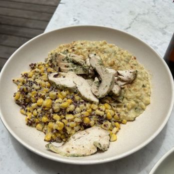 Flower Child - Chicken with Cauliflower Risotto and Sweet Corn & Quinoa - Salad Near Me - Del Mar, California Flower Child - Chicken with Cauliflower Risotto and Sweet Corn & Quinoa - Salad Near Me - Del Mar, California