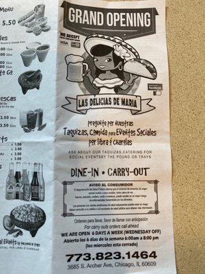 Menu photo 1 Las Delicias De Maria Chicago, IL