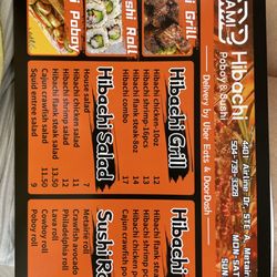 Yami Hibachi - Menu 7/17/2025 delivery by DoorDash and uber eats.