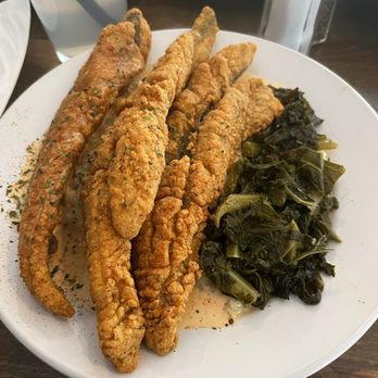 Omega's Restaurant - Fish & grits (whiting) kale - Southern Near Me - Merchantville, New Jersey Omega's Restaurant - Fish & grits (whiting) kale - Southern Near Me - Merchantville, New Jersey