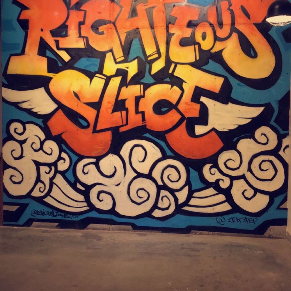 Righteous Slice - Graffiti art in the upstairs dinning area - Pizza Near Me - Rexburg, Idaho Righteous Slice - Graffiti art in the upstairs dinning area - Pizza Near Me - Rexburg, Idaho