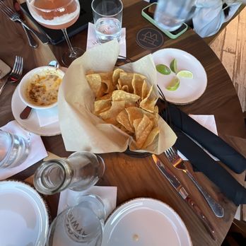 Haywire - Queso dip, Ladybird Mocktail, Richard Rainwater Sparkling water - New American Near Me - San Antonio, Texas