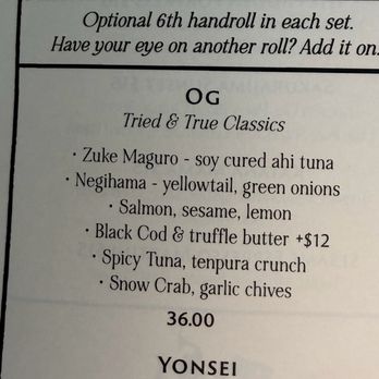 Yonsei Handrolls - The OG menu - Japanese Near Me - Oakland, California Yonsei Handrolls - The OG menu - Japanese Near Me - Oakland, California