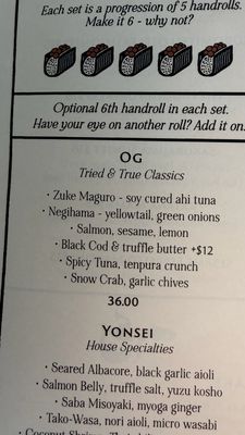Menu photo 1 Yonsei Handrolls Oakland, CA Menu photo 1 Yonsei Handrolls Oakland, CA