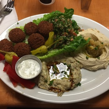 Green Corner Restaurant - Vegetarian Plate(subbed extra falafel in place of the stuffed grape leaves) - Mediterranean Near Me - Mesa, Arizona