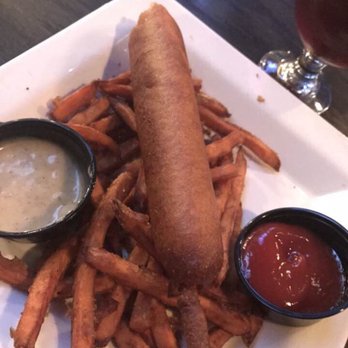 Engine No 9 - My fav Corn Doggie ever! Minus the sauerkraut - Burgers Near Me - Saint Petersburg, Florida