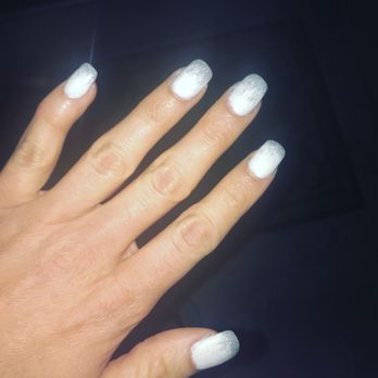 Queen Bee Nails and Spa - Pure white with glitter ombre. - Cosmetics & Beauty Supply Near Me - Albuquerque, New Mexico