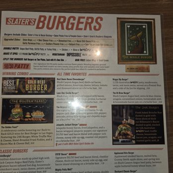 Slater's 50/50 - I adore this menu. So many options. - Burgers Near Me - Las Vegas, Nevada Slater's 50/50 - I adore this menu. So many options. - Burgers Near Me - Las Vegas, Nevada