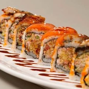 King Wok - a sushi roll on a white plate - Japanese Near Me - Fairfield, New Jersey