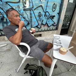 ZOKA - Hubs enjoying his cafe! There is my little peanut one prior to my partaking!