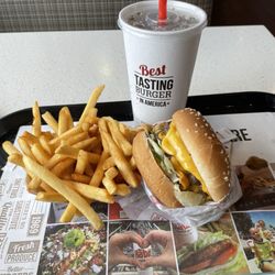 Habit Burger & Grill - Double Char Cheese Burger and Fries  Double Char