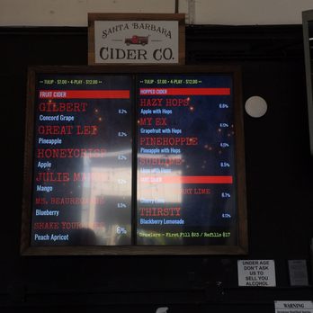 Santa Barbara Cider Company - Menu 2/9/2019 - Cideries Near Me - Goleta, California
