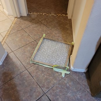 Howard Air Service Center - Filter they unsuccessfully tried to hold up with masking tape. Lasted 1 hr. - Heating & Air Conditioning/HVAC Near Me - Phoenix, Arizona Howard Air Service Center - Filter they unsuccessfully tried to hold up with masking tape. Lasted 1 hr. - Heating & Air Conditioning/HVAC Near Me - Phoenix, Arizona