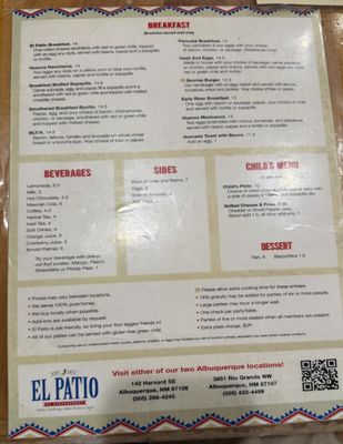 Menu photo 2 El Patio De Albuquerque Albuquerque, NM Menu photo 2 El Patio De Albuquerque Albuquerque, NM