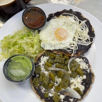 Alma Oaxaqueña Restaurant - Memelas, handmade tortillas, black beans, one with nopales, queso fresco and another with an over easy egg and oaxacan cheese. - Mexican Near Me - Los Angeles, California Alma Oaxaqueña Restaurant - Memelas, handmade tortillas, black beans, one with nopales, queso fresco and another with an over easy egg and oaxacan cheese. - Mexican Near Me - Los Angeles, California