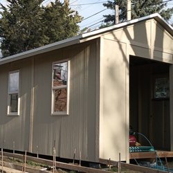 Crazy Shed - Under Construction. 10 x 20 x 8 FT Sidewall. Concrete, Electrical, Plumbing, Insulation, Drywall, Loft, (1) 32"  Door, (1) 65" Double Door